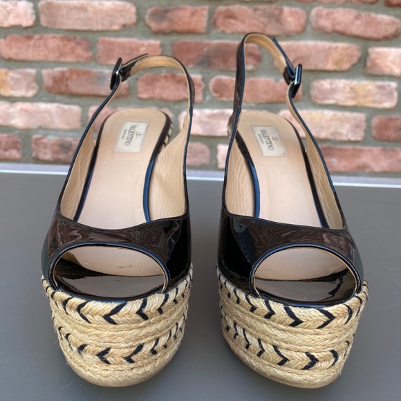 Valentino Patent Leather Espadrille Wedges - S 39 - Picture 5 of 10